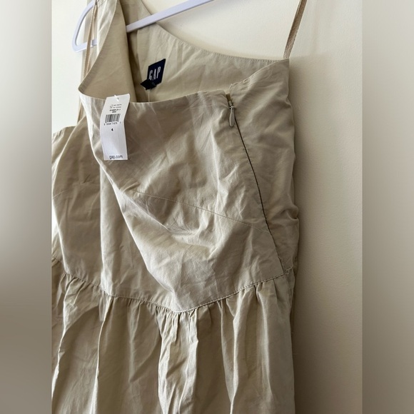 GAP 100% Cotton Beige One-Shoulder Midi Dress Size 4 - Picture 8 of 12